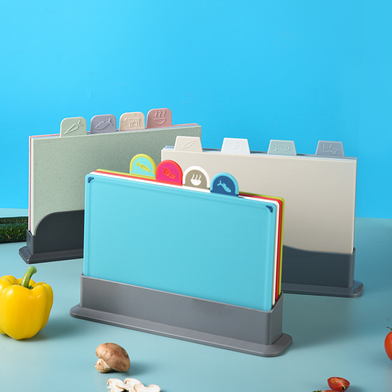 Tablero de corte de grado alimenticio conjunto de cuatro piezas suplemento alimenticio de fruta para bebés tabla de corte tabla de cortar de cocina clasificación tabla de cortar hogar a prueba de moho