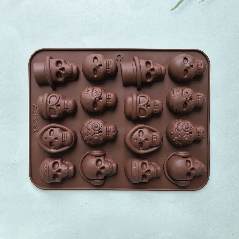 Skull Grid Hielo Silicone Mold Bar DIY Extraña bandeja de hielo 3D pudín de chocolate molde de pastel 688