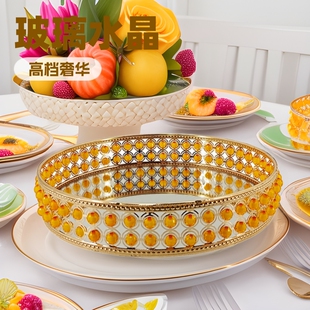 Plate light luxury high-end glass fruit plate household living room crystal high leg dried fruit plate tea table multi-layer snack fruit plate