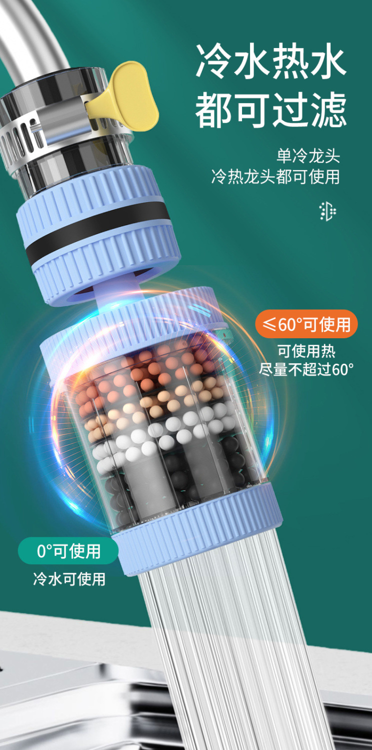 360° universal interface, detachable and washable faucet filter, household tap water splash-proof shower head, universal water purifier undefined