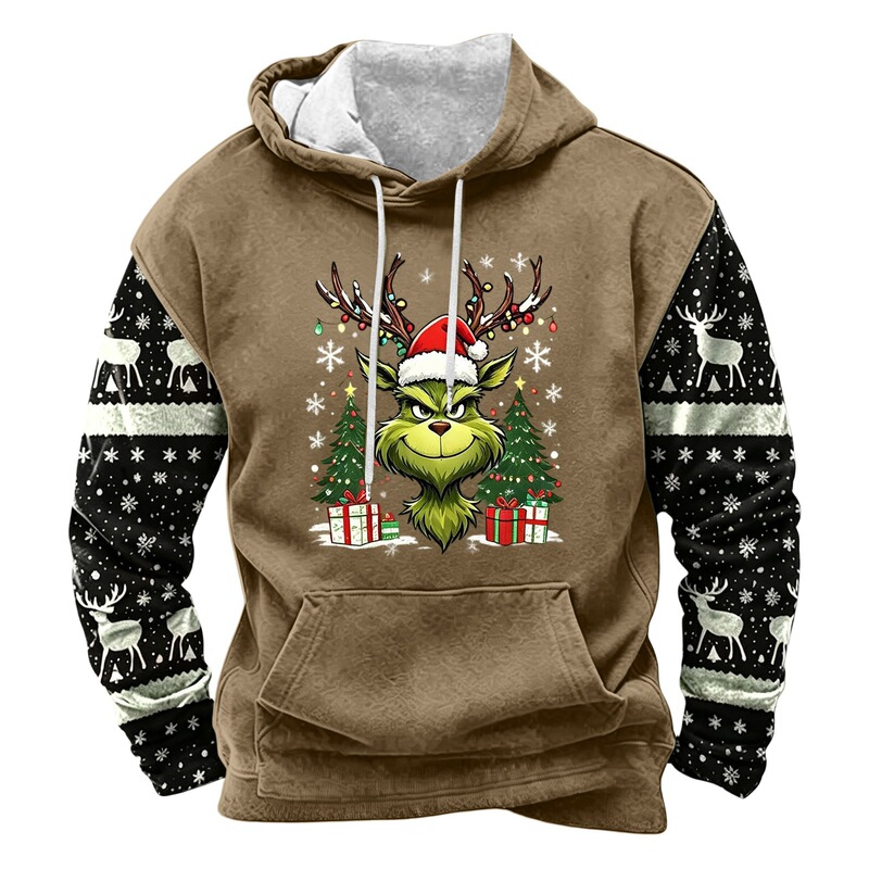 2026 European and American Cross-Border Foreign Trade Men's Digital Christmas Series Printed Hoodies Source Manufacturer 3D Sweatshirts