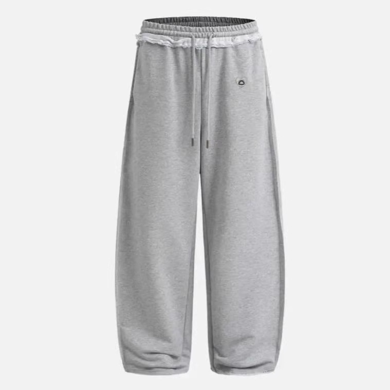Pantalones Deportivos de Dos Piezas Falsas con Doble Cintura de Algodón y Poliéster para Deportes y Ocio