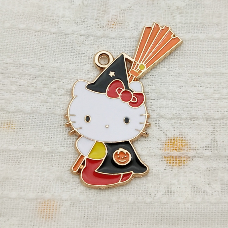 跨境卡通KT猫咪 DIY饰品配件滴油合金吊坠 钥匙扣项链耳环挂件|undefined