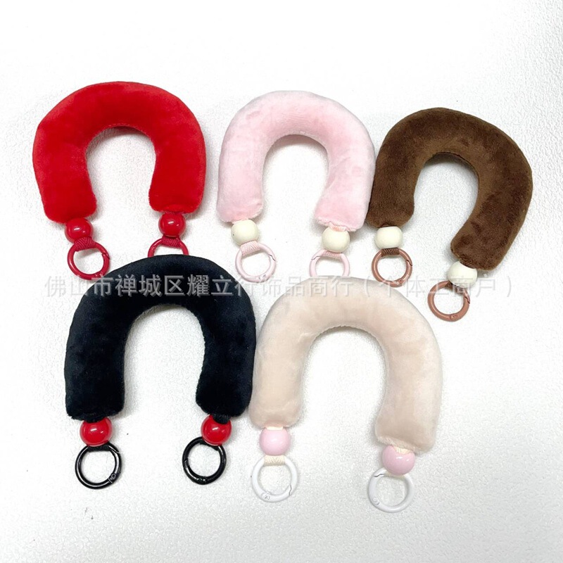 New Stylish Candy-Colored Beads, Comfortable Cotton-Filled Wrist Phone Case Accessory, Trendy Bag Handbag Charm