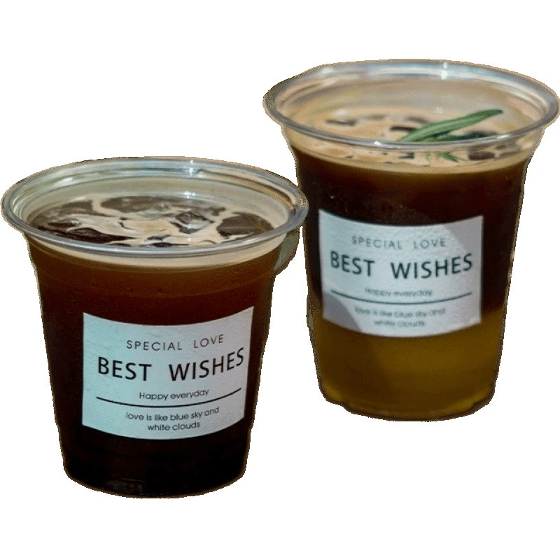 Disposable coffee transparent high quality plastic glass, internet celebrity, increased thickness