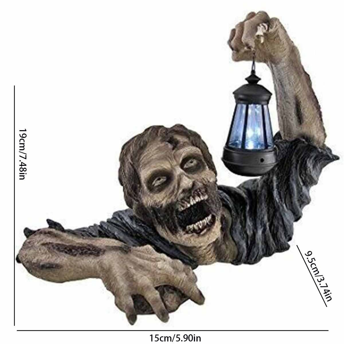 Halloween Ghost Festival Zombie Lantern Decoración de artesanía de resina Casa embrujada Jardín Decoración de terror Decoración Zombie Lantern