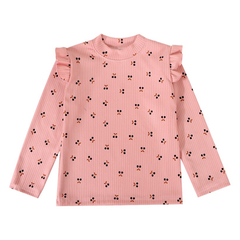 Children's Stylish Korean-Style Long-Sleeve Versatile Printed Autumn Top for Girls, New Floral Blouse for Girls, Base Shirt Style