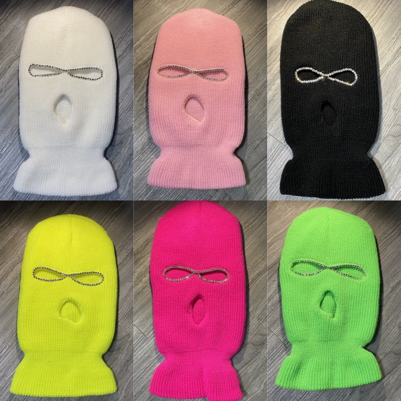 22 Amazon Новая вязаная шерстяная шапка, осенне-зимняя теплая Алмазная Маска для лица, Забавное платье для вечеринок, трансграничные прямые поставки