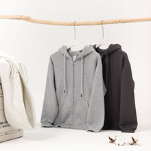 2024秋冬新款400g重磅银狐绒连帽拉链卫衣男纯色加绒卫衣外套批发