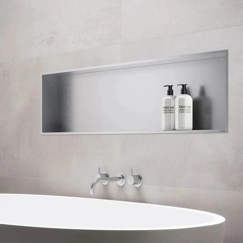 Настенная полка для ванной из нержавеющей стали, встраиваемая, в различных цветах и размерах, для хранения, устойчивая к коррозии.