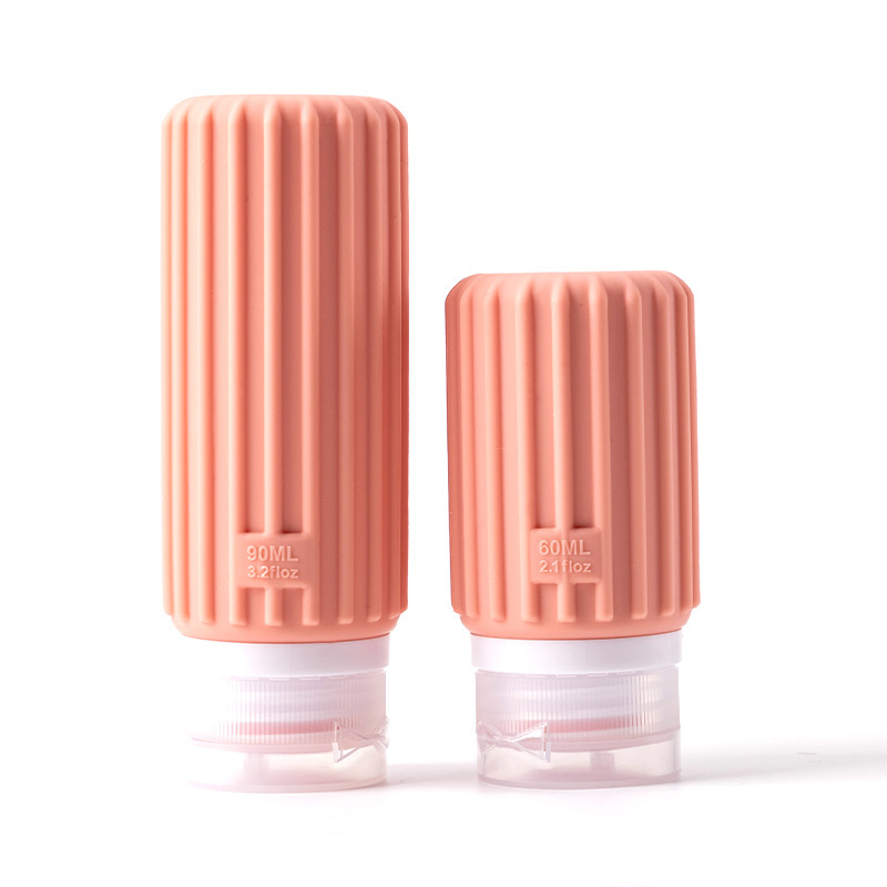 Viaje de silicona botella de 60ml 90ml gran capacidad conjunto de presión a prueba de fugas botella de almacenamiento de cosméticos nueva