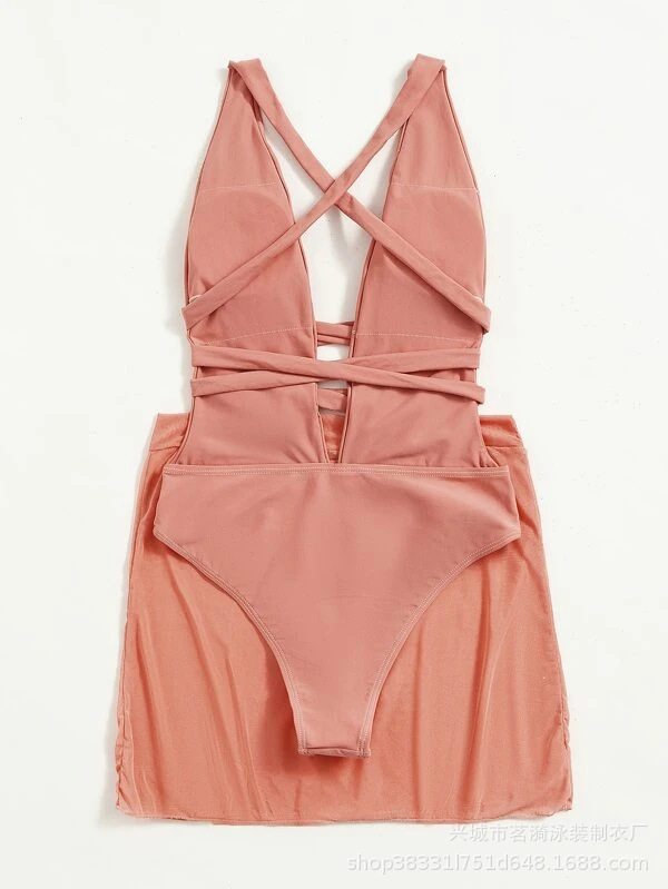 Mingyi nueva falda de una pieza europea y americana moda sexy traje de baño push up BIKINI traje de baño de tres piezas para mujer