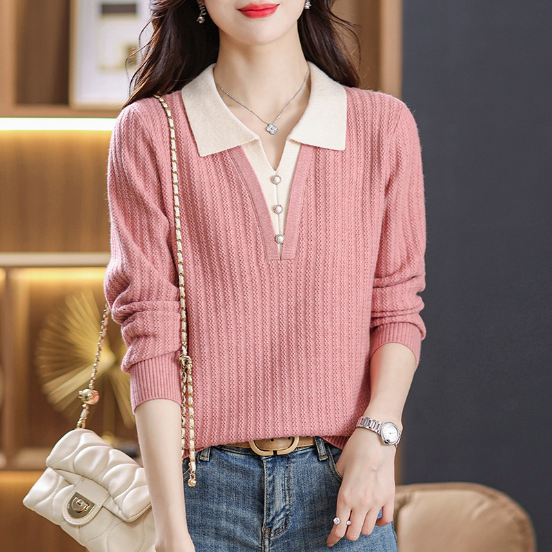 Brand High-End Women's Clothing 2025 Autumn and Winter New Fashion Foreign Style Lapel Age-Reducing Holiday Two-Piece Wool Bottoming Shirt