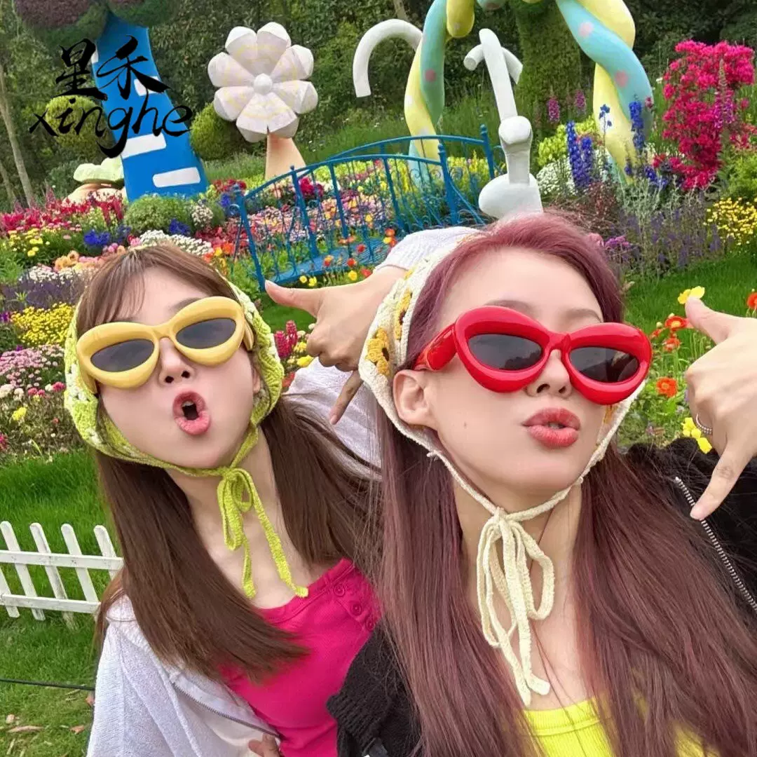 儿童嘻哈搞怪可爱太阳镜糖果色趣味充气感儿童墨镜面包膨胀眼镜