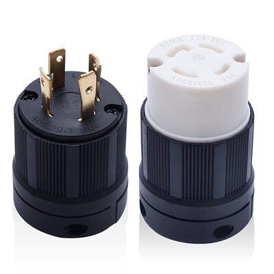 [美标工业插头30A美规4脚组装连接器14-30C大功率发电机防脱落插座]
