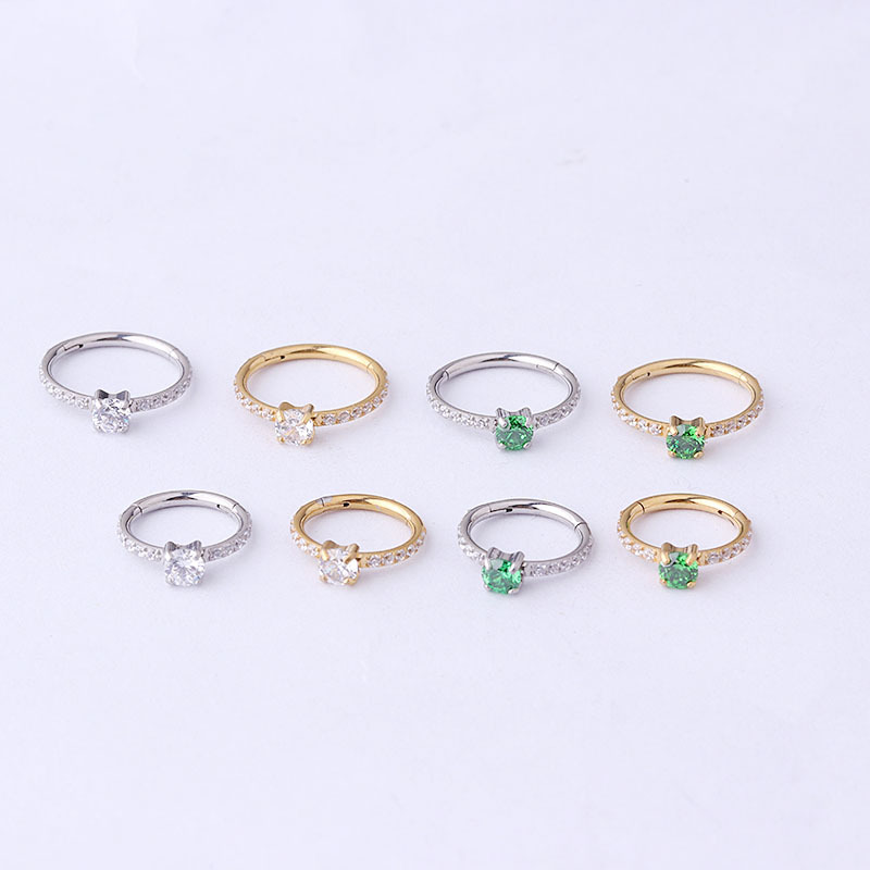 Earrings, Nose Ring Classification 316L Stainless Steel Zircon Ear Cartilage Rings & Studs Round Waterproof Non Tarnish Surgical Steel Women'S