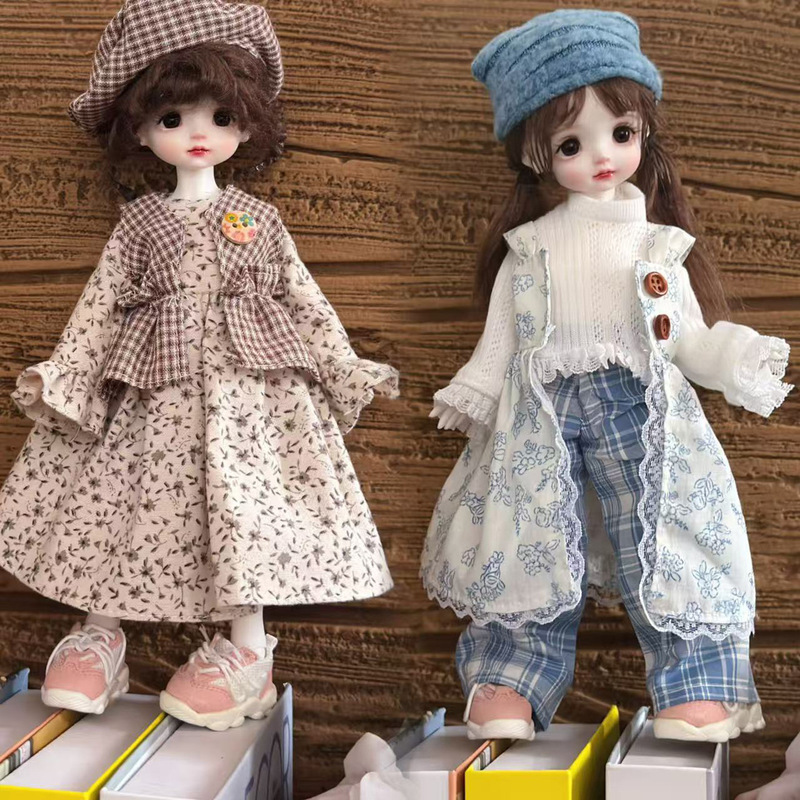 Bjd Six-Point Doll Clothes Windbreaker Jacket Dress Set 30cm Chubby Doll Clothes Ghost Mom Dress-Up Clothes