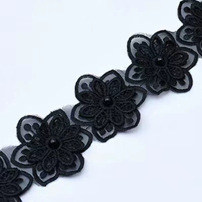 Ready supply 6cm double layer organza beaded lace lace diy wedding dress decoration cloth patch clothing accessories