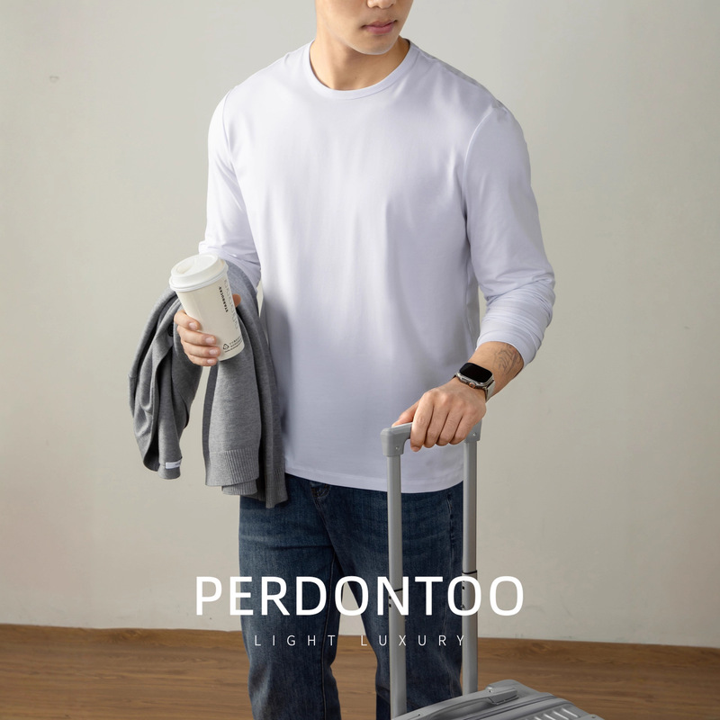 【Light Luxury Series】60S Lenzing Modal Cotton Long Sleeve T-Shirt for Men, High-End Skin-Friendly Luxury Men's Base Shirt