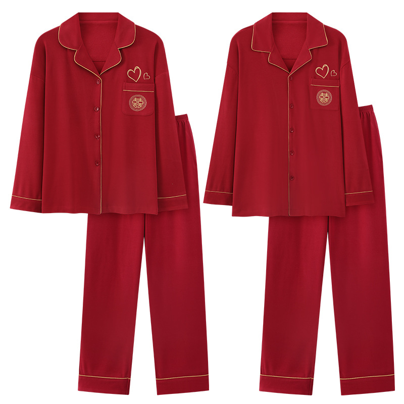 Pijamas de boda, nuevo matrimonio, vestido de terciopelo rojo, mujeres, otoño y invierno, hombre, nobles, parejas, pijamas, otoño y invierno