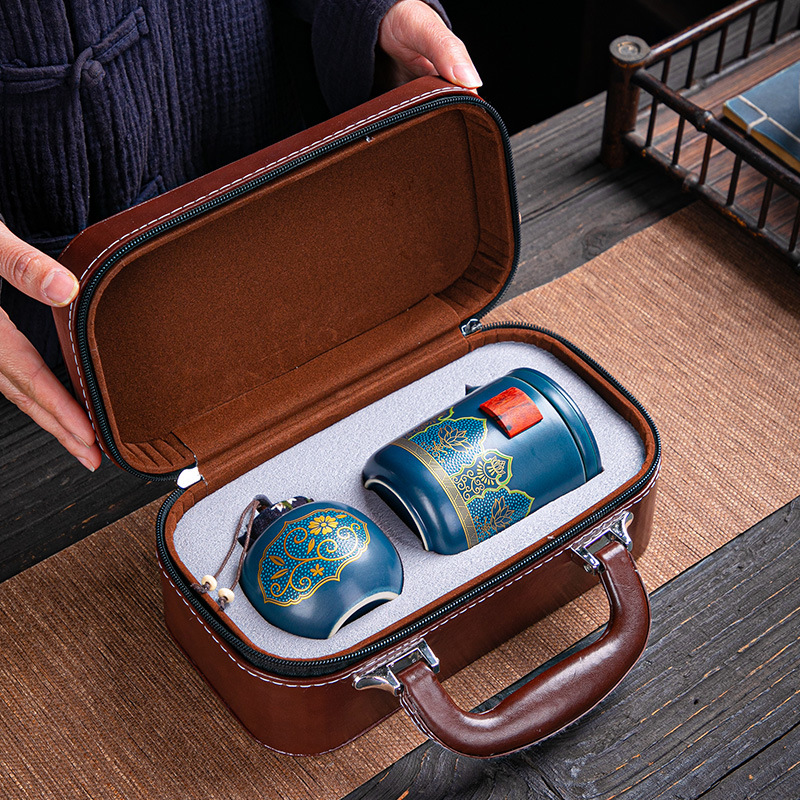 2F旅行功夫茶具套裝戶外陶瓷快客杯便攜包一壺三四杯家用泡茶防燙