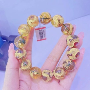 16mm Mexico Blue Po carved round bead bracelet phoenix dance nine days beautiful phoenix carving bead gilding process