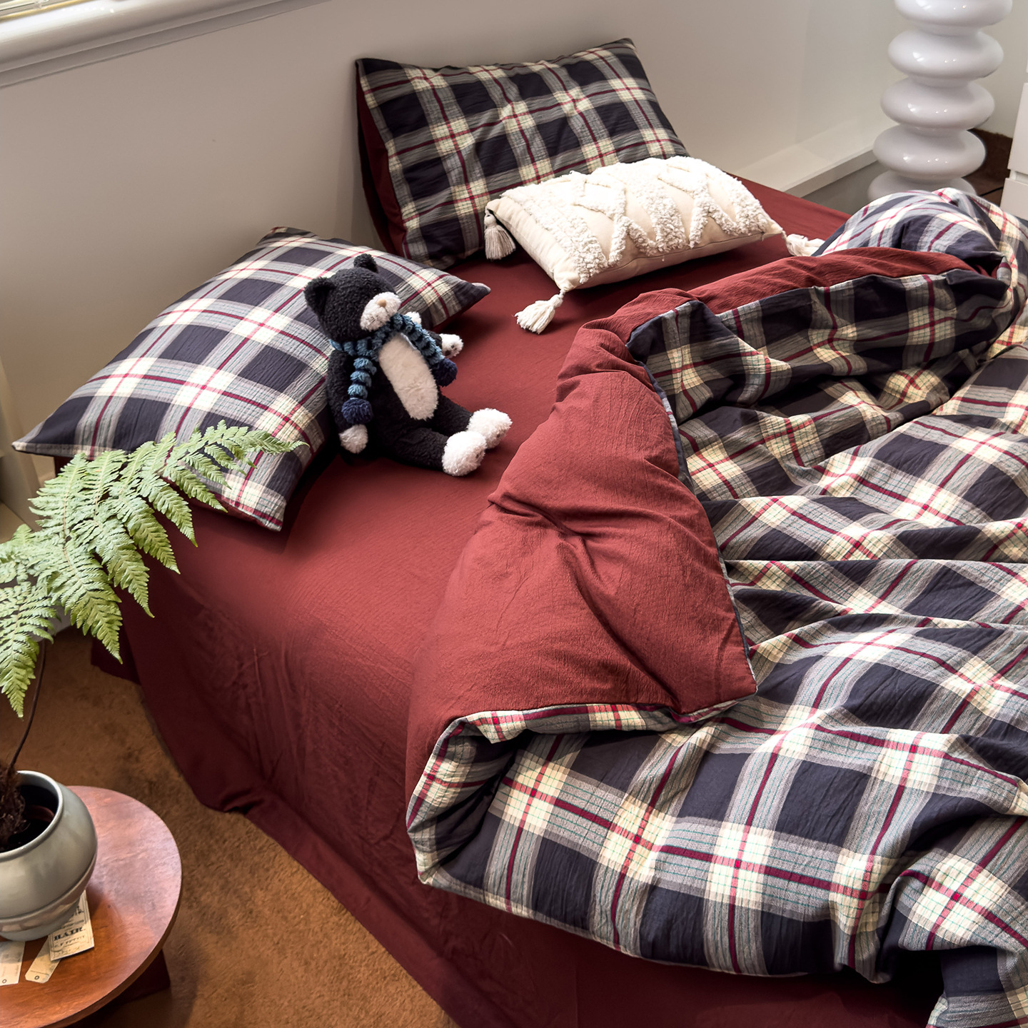 Category a Mother and Baby Ins British Style Cotton Double-Layer Gauze Quilt Cover Bed Simple Cotton Student Dormitory 3 Four-Piece Set