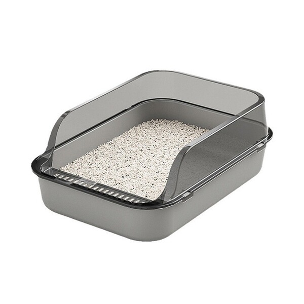 Semi-enclosed large-capacity cat litter box open translucent extra…