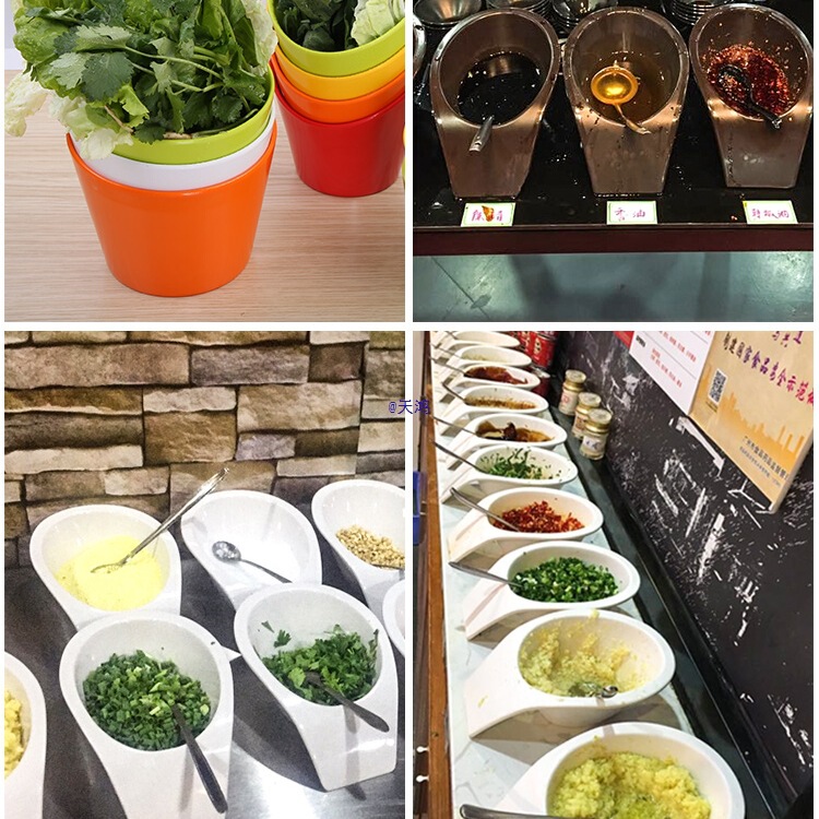 Melamine Hot Pot Restaurant Tableware Self-Service Seasoning Bowl Commercial Seasoning Jar Seasoning Jar Small Ingredient Box Dipping Container