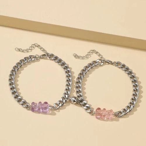 New Colorful Teddy Bear Couple's Bracelet, Heart-Seeking Fashion Couple's Bracelet, Magnetic Couple's Bracelet