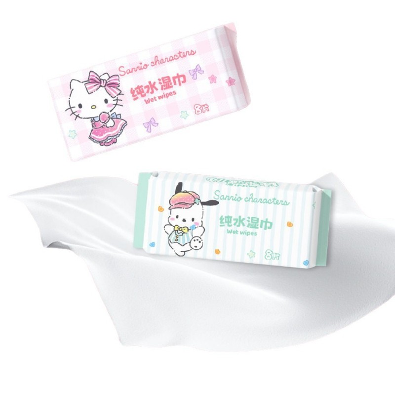 三丽鸥湿巾三丽鸥家族系列湿巾小包便携纯水湿巾凯蒂猫湿巾批发|undefined