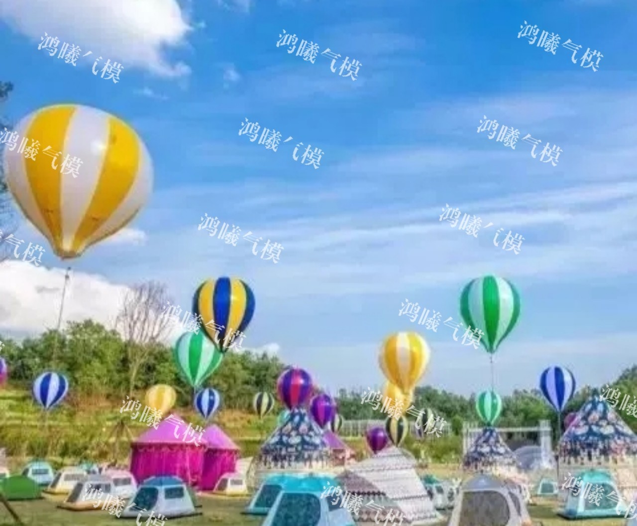 充气热气球吊饰 落地热气球 PVC闭气彩绘气模1米商场酒吧悬挂装饰