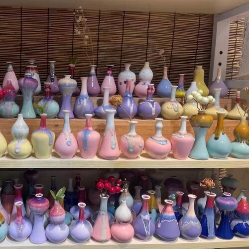 Ceramic Glaze Small Vase with High-End Instagram Style, High-Quality Ceramic Flower Vase, Cultural Market Display Piece, Ornament