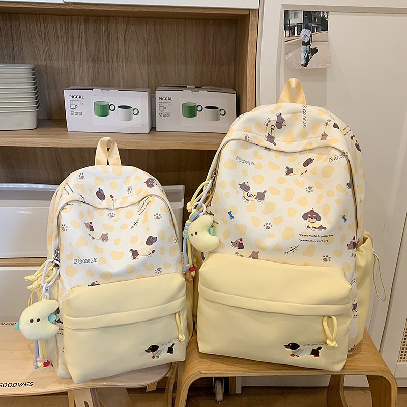 新しいクロスボーダー高価値バックパックヒョウ柄子犬かわいいスクールバッグ中学生と高校生大学生の大小バックパック|undefined