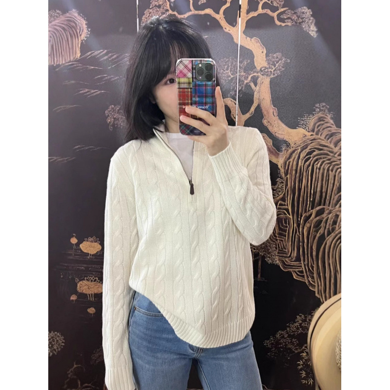 High Quality/Scannable Laff (90 Wool 10 Cashmere) Classic Pony American Wool Half-Zip Knit High Quality/Scannable Laff (90 Wool 10 Cashmere) Classic Pony American Wool Half-Zip Knit