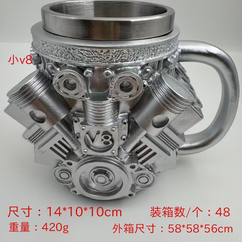 跨境爆款马克杯v6创意v8树脂不锈钢水杯大白鲨杯子装饰品摆件厂家|undefined