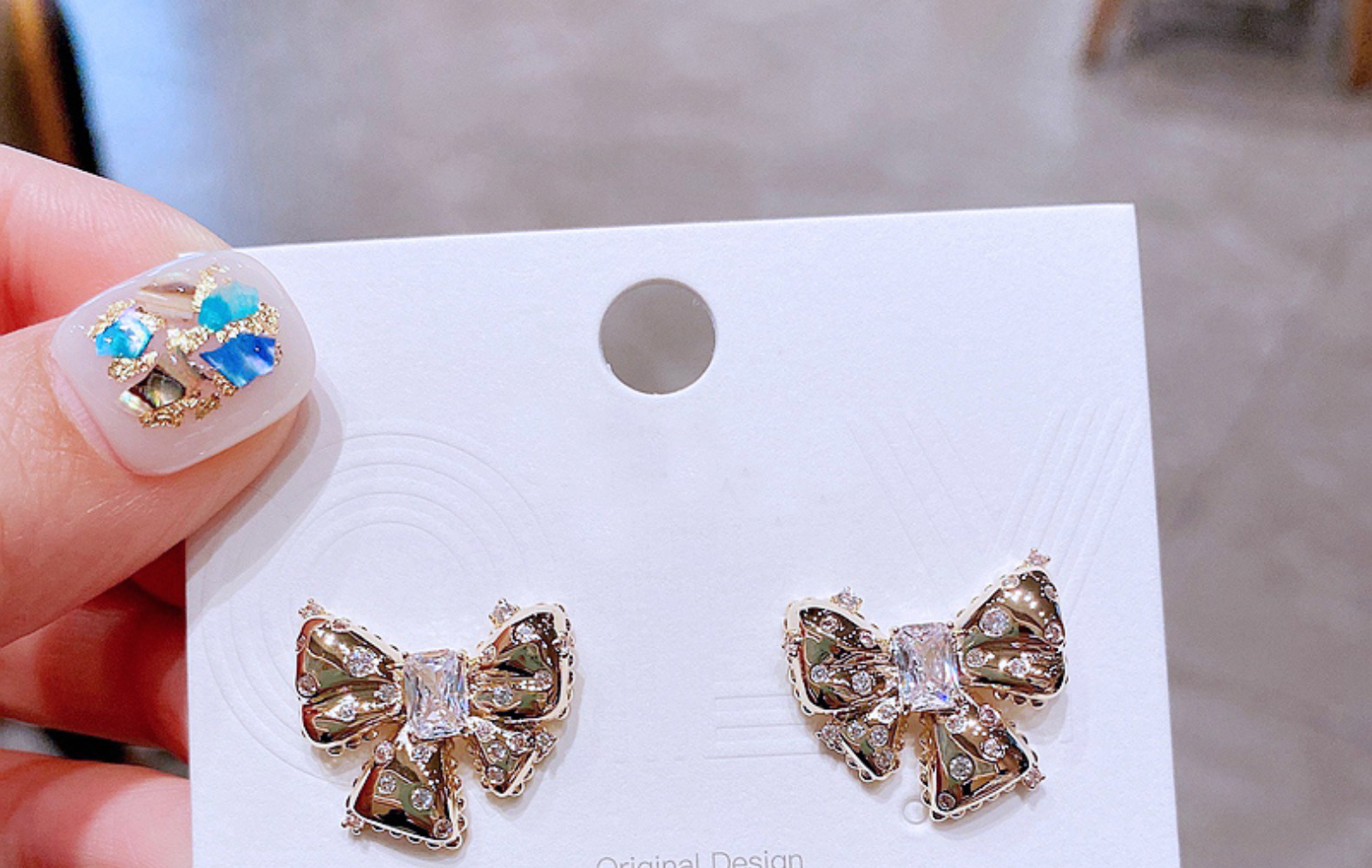 High-quality Gemstone Bow Earrings Fashion Zircon Earrings Earrings Cross-border New display picture 3
