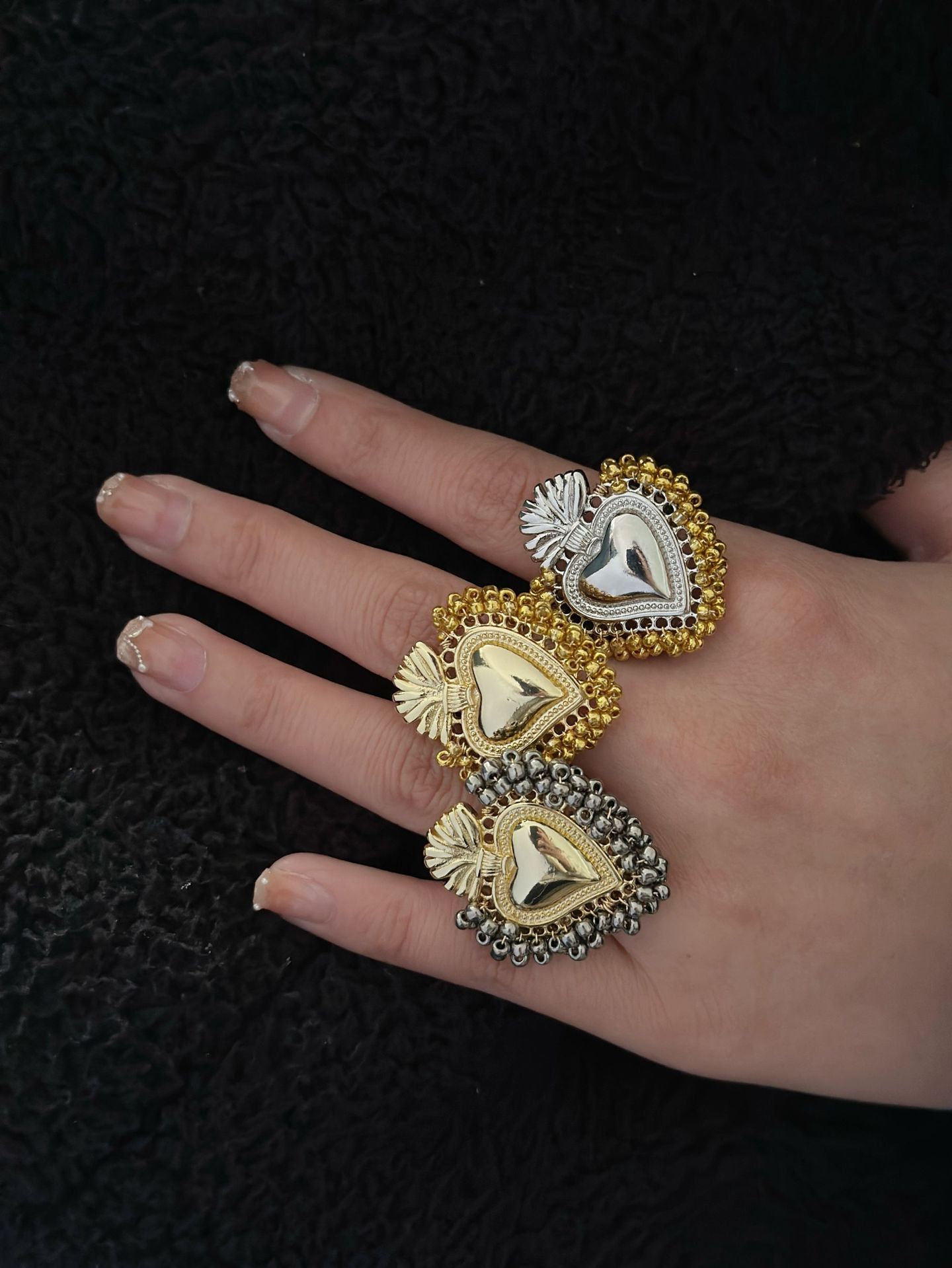 Heart Shape Pattern All Seasons Season Wholesale Jewelry Retro Simple Style Heart Shape Copper Open Rings