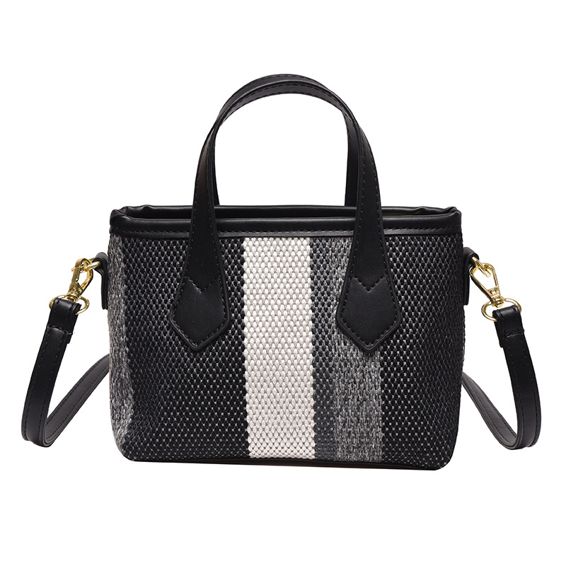 Bolso pequeño bolso de mensajero de color de contraste a rayas de lona para mujer 2022 nuevo bolso de moda coreano simple moda pequeña bolsa cuadrada
