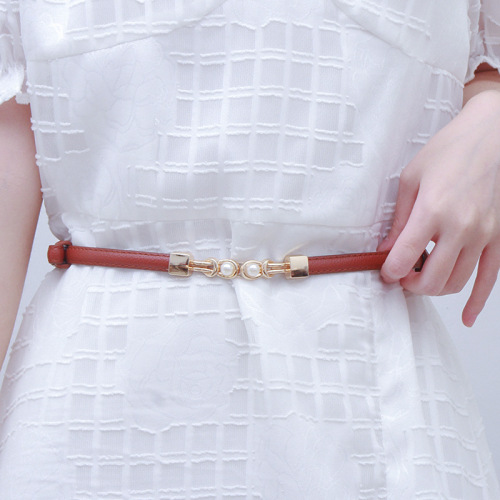Black belt for women with fine decoration and skirt waist versatile pearl buckle women's suit sweater small belt for women