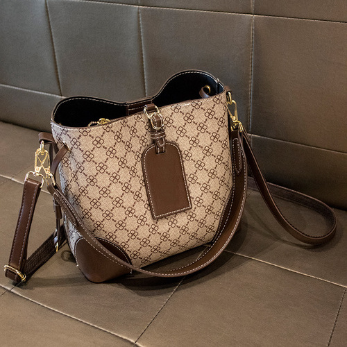 Bags Women's Korean Style Fashionable Bucket Bag Internet Celebrity Printed Shoulder Bag Fashion Textured Crossbody Bag  New Trendy