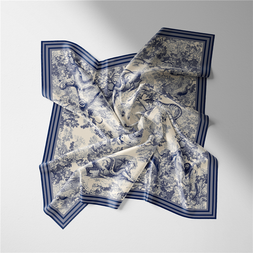 82g Weight Silk Scarf Classification Daily Occasion Satin Material Animal, Plant Pattern Summer, Spring Season Women's Gender Printing Design Simple Style Style Women's Simple Style Animal Plant Satin Printing Silk Scarf 8