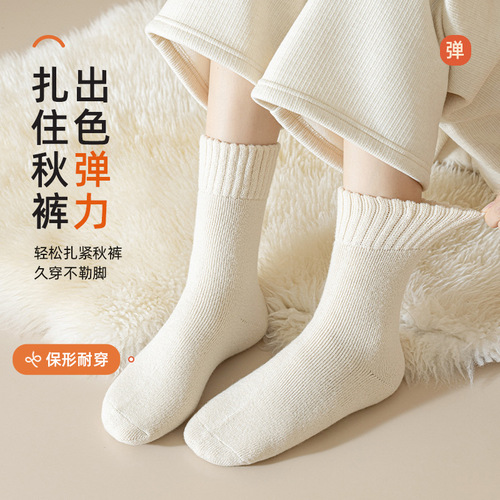 Niqing wool socks women's autumn and winter mid-calf socks floor socks plus velvet thickened plush cashmere socks confinement socks wholesale
