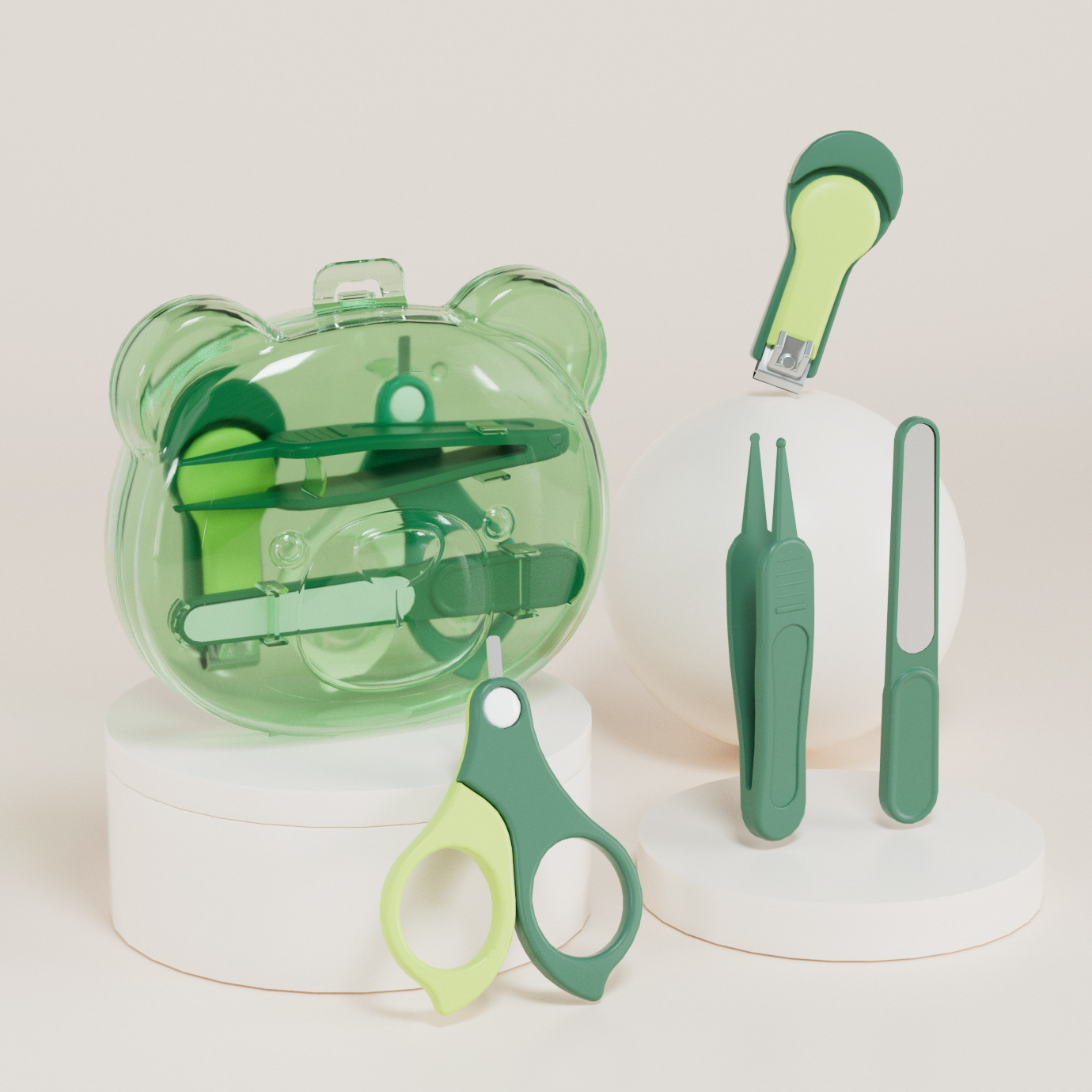 Набор кусачек для ногтей Bill Bear из четырех сумок — оливково-зеленый