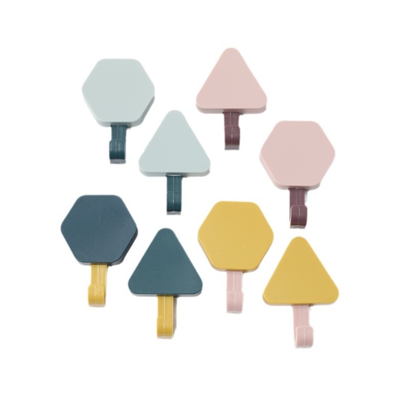 Gancho sin perforar detrás de la puerta de la pared creativo práctico Estilo nórdico triángulo gancho hexagonal colgando joyería mochila