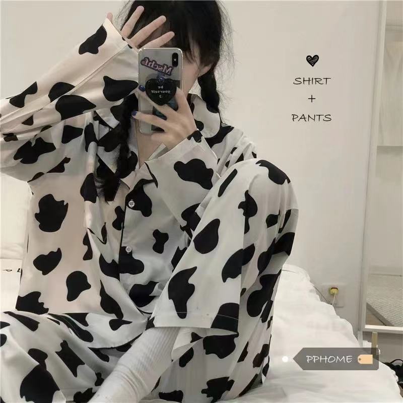 Nuevas celebridades de Internet ins viento primavera otoño pijamas mujeres de manga larga versión coreana japonesa dulce y lindo traje de servicio a domicilio de confinamiento