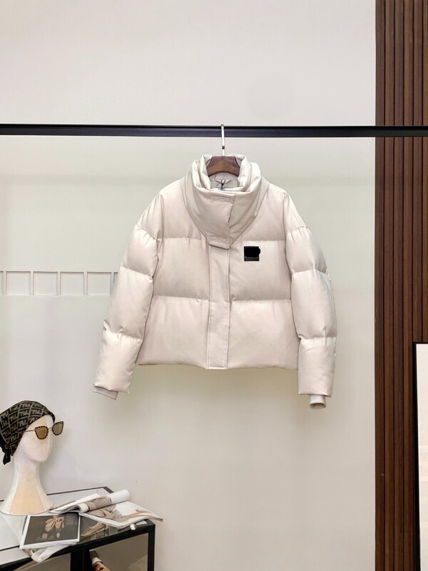 2025MIU家新款鹅绒短款羽绒服女宽松立领外贸长袖咖色户外服装|undefined