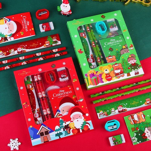 Stationery set, portable 6-piece gift box, cartoon children's Christmas gift, kindergarten New Year student small gift
