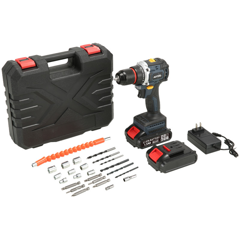 Transfronterizo nuevo taladro eléctrico de litio de alta potencia taladro de mano sin escobillas taladro de impacto carga taladro eléctrico de litio de doble velocidad destornillador eléctrico