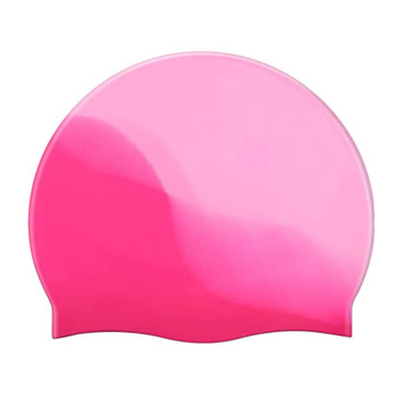 Gorro de baño de silicona suave a juego de color degradado al por mayor de fábrica Gorro de baño para niños y adolescentes de 4 a 12 años Amazon transfronterizo